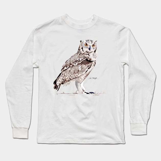 Spotted Eagle Owl Long Sleeve T-Shirt by lucafon18